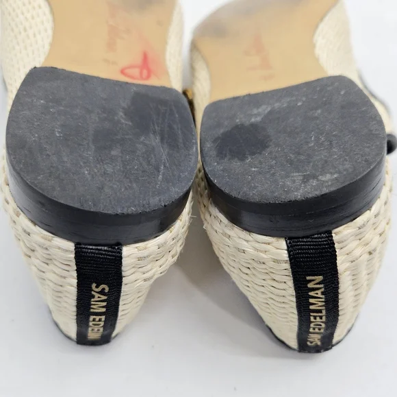 Sam Edelman Michaela Raffia Square Toe Ballet Flats Linen Ivory - Picture 12 of 13